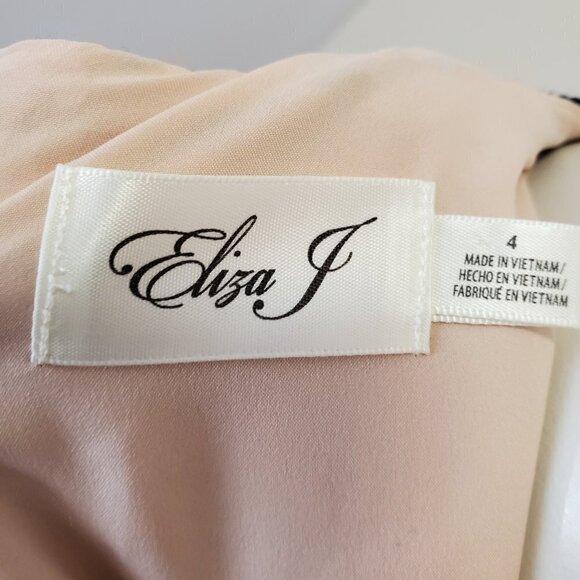 NWT Eliza J Navy Lace Illusion dress Fit & Flare Belted Cocktail sleeveless Sz 4 - Picture 10 of 16